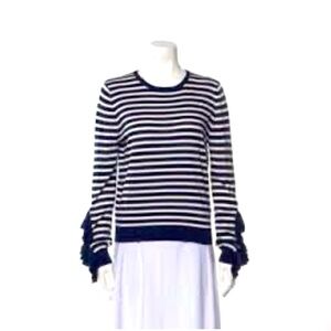 Beulah anthropologie blue white Striped long sleeve sweater top‎ medium